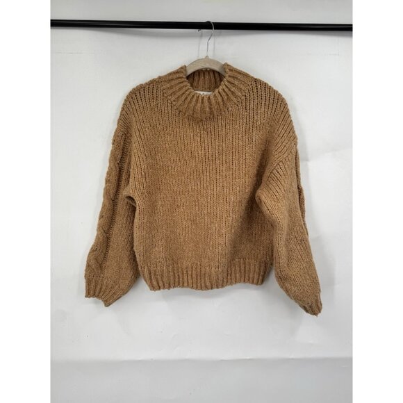 Petal + Pup Pullover Mock Neck Sweater Women S/M Golden Tan Granolagirl Boho - Picture 1 of 10